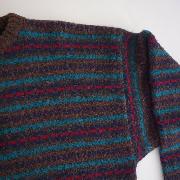 Vintage St John’s Bay Brown Wool Striped Sweater Cabincore Retro 80s/90s XL - Picture 9 of 10